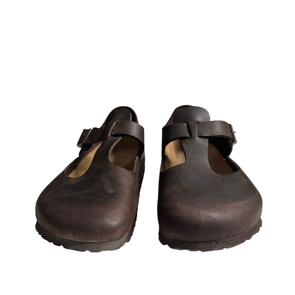 Birkenstock London Oiled Leather Flat Mary Jane Clogs Habana Brown Size 41 - Picture 2 of 11